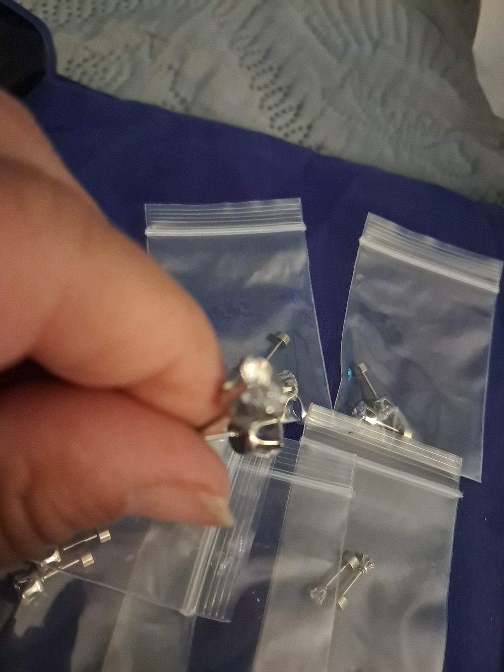 Sterling Silver CZ Stud Earrings - Clear Crystal - Picture 7 of 8